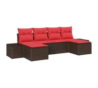 vidaXL Set Divano da Giardino 4 pz Marrone e Rosso polyrattan | Un lavorazione cool per dare un tocco unico, Facile da cambiare come vuoi, Resta stabile su terreni irregolari