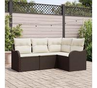 Set Divano da Giardino 4 pcs Marrone polyrattan