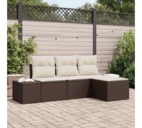 Set Divano da Giardino con cuscino 4 pcs Marrone polyrattan