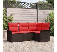 vidaXL Set Divano da Giardino 4 pcs Marrone polyrattan, Sofà modulare moderno per giardino e terrazza, resistente ai raggi UV, per un relax all'aperto