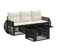 vidaXL Set Divano da Giardino 4 pz Nero e Bianco Crema polyrattan