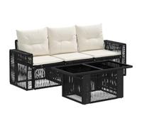 vidaXL Set Divano da Giardino 4 pz Nero e Bianco Crema polyrattan