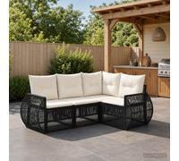 vidaXL Set di divani da giardino, 4 pezzi, nero e bianco crema, set di divani da giardino, resistenti alle intemperie, ideale per momenti sociali, rilassarsi nel tuo patio