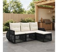 vidaXL Set di divani da giardino, 4 pezzi, nero e bianco crema, divano modulare moderno, resistente alle intemperie, ideale per rilassarsi all'aperto, in cortile o giardino