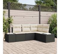Set Divano da Giardino 4 pcs Nero e Crema polyrattan