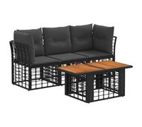 vidaXL Set Divano da Giardino 4 pz Nero e Grigio scuro polyrattan