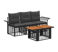 vidaXL Set Divano da Giardino 4 pz Nero e Grigio scuro polyrattan