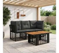 vidaXL Set Divano da Giardino 4 pz Nero e Grigio scuro polyrattan