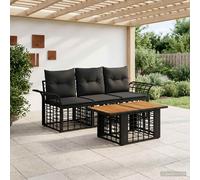 vidaXL Set Divano da Giardino 4 pz Nero e Grigio scuro polyrattan