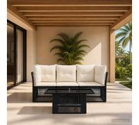 vidaXL Set Divano da Giardino 4 pz Nero polyrattan