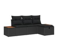 vidaXL Set Divano da Giardino 4 pz Nero polyrattan
