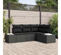 Set Divano da Giardino 4 pz Nero polyrattan