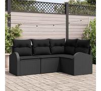 vidaXL Set Divano da Giardino 4 pz Nero polyrattan