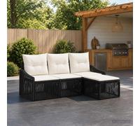 vidaXL Set di divani da giardino, 4 pezzi, in rattan sintetico, moderno, resistente alle intemperie, modulare e con gambe regolabili, per godersi il giardino o la terrazza