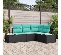 vidaXL Set Divano da Giardino 4 pz Nero polyrattan