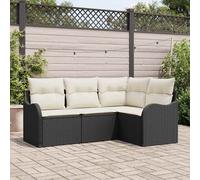 vidaXL Set Divano da Giardino 4 pz Nero polyrattan
