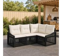 vidaXL Set di divani da giardino in rattan sintetico, 4 pezzi, nero, moderno e resistente alle intemperie, gambe regolabili, divano modulare, set in rattan sintetico per il giardino