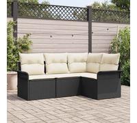 Set Divano da Giardino 4 pz Nero polyrattan