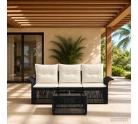 vidaXL Set Divano da Giardino 4 pz Nero polyrattan