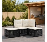 vidaXL Set Divano da Giardino 4 pz Nero polyrattan