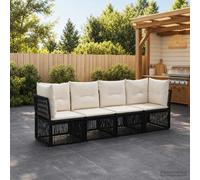 vidaXL Set di divani da giardino, 4 pezzi, nero, in rattan sintetico, divano da esterno, stile moderno, resistente alle intemperie, mobili da giardino, moduli e cuscini molto comodi