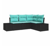vidaXL Set Divano da Giardino 4 pz Nero polyrattan | facile da adattare per diversi spazi all'aperto, cuscini morbidi per un relax totale, materiali robusti per l'uso all'esterno