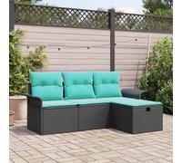 vidaXL Set Divano da Giardino con cuscino 4 pcs Poly Rattan, Seduta per giardino e terrazza, divano modulare leggero, materiali resistenti al sole, lounge esterna, scomparti per riporre