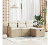 vidaXL Set di divani modulari da Esterno, con Cuscini Crema Rimovibili. Realizzati in Rattan Naturale Beige e con Piedi Regolabili, Sono Perfetti per 4 Persone. Ottimi per balconi e patii, Hanno Un