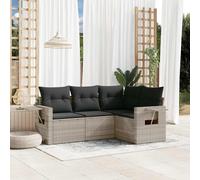 vidaXL Set Divano da Giardino 4pz con Cuscini Grigio Chiaro Polyrattan
