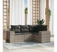 vidaXL Set Divano da Giardino 4pz con Cuscini Grigio Chiaro Polyrattan