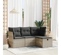 vidaXL Set Divano da Giardino 4pz con Cuscini Grigio Chiaro Polyrattan