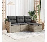vidaXL Set Divano da Giardino 4pz con Cuscini Grigio Chiaro Polyrattan