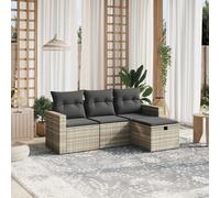 vidaXL Set Divano da Giardino 4pz con Cuscini Grigio Chiaro Polyrattan