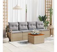 vidaXL Set Divano da Giardino 5 pcs Beige e Grigio Chiaro polyrattan