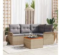 vidaXL Set Divano da Giardino 5 pcs Beige e Grigio Chiaro polyrattan