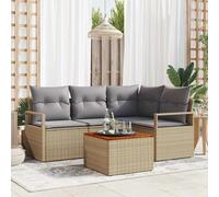 vidaXL Set Divano da Giardino 5 pcs Beige e Grigio Chiaro polyrattan