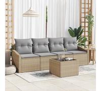 vidaXL Set Divano da Giardino 5 pcs Beige, Grigio 55 x 55 x 37 cm