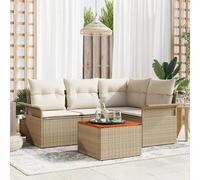 vidaXL Set Divano da Giardino 5 pcs Beige Poly Rattan