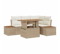 vidaXL Set di divani da Giardino a 5 Pezzi con Cuscini Beige in Rattan Sintetico. Design modulare Intrecciato, con Piedi Regolabili. Posti Comodi per Relax e pranzi all'aperto, Perfetti per balconi