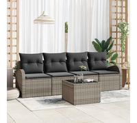 vidaXL Set Divano da Giardino 5 pcs Grigio 55 x 55 x 37 cm Poly Rattan