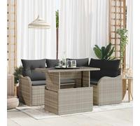 vidaXL Set Divano da Giardino 5 pcs Grigio chiaro Poly Rattan