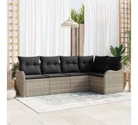 vidaXL Set Divano da Giardino 5 pcs Grigio chiaro Poly Rattan