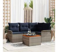 vidaXL Set Divano da Giardino 5 pcs Grigio e Blu Navy polyrattan, Divano modulare da giardino e terrazzo, arredo resistente, materiali anti-UV, per il relax all'aperto