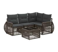 vidaXL Set di divani da giardino 5 pezzi grigio e grigio scuro polyrattan, divano da giardino modulare, resistente alle intemperie, perfetto per momenti di relax sul patio