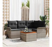 vidaXL Set Divano da Giardino 5 pcs Grigio Poly Rattan