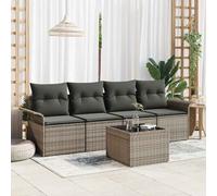 vidaXL Set Divano da Giardino 5 pcs Grigio Poly Rattan