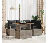 vidaXL Set Divano da Giardino 5 pcs Grigio Poly Rattan