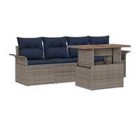vidaXL Set Divano da Giardino 5 pcs Grigio Poly Rattan, Sofa Set Elegante per Giardino e Terrazzo, Seduta Modular, Materiali Resistenti UV, Sistemazione da Esterno