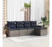 vidaXL Set Divano da Giardino 5 pcs Grigio polyrattan, Divano moderno per esterni, set da giardino e terrazzo, lounge rettangolare, rattan, arredo resistente ai raggi UV
