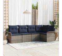 vidaXL Set Divano da Giardino 5 pcs Grigio polyrattan